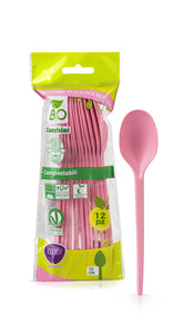 cucchiai compostabili rosa
